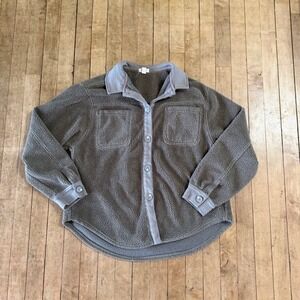 Dylan Beige Sherpa Shirt Jacket Shacket Womens size Small Cozy Gorpcore